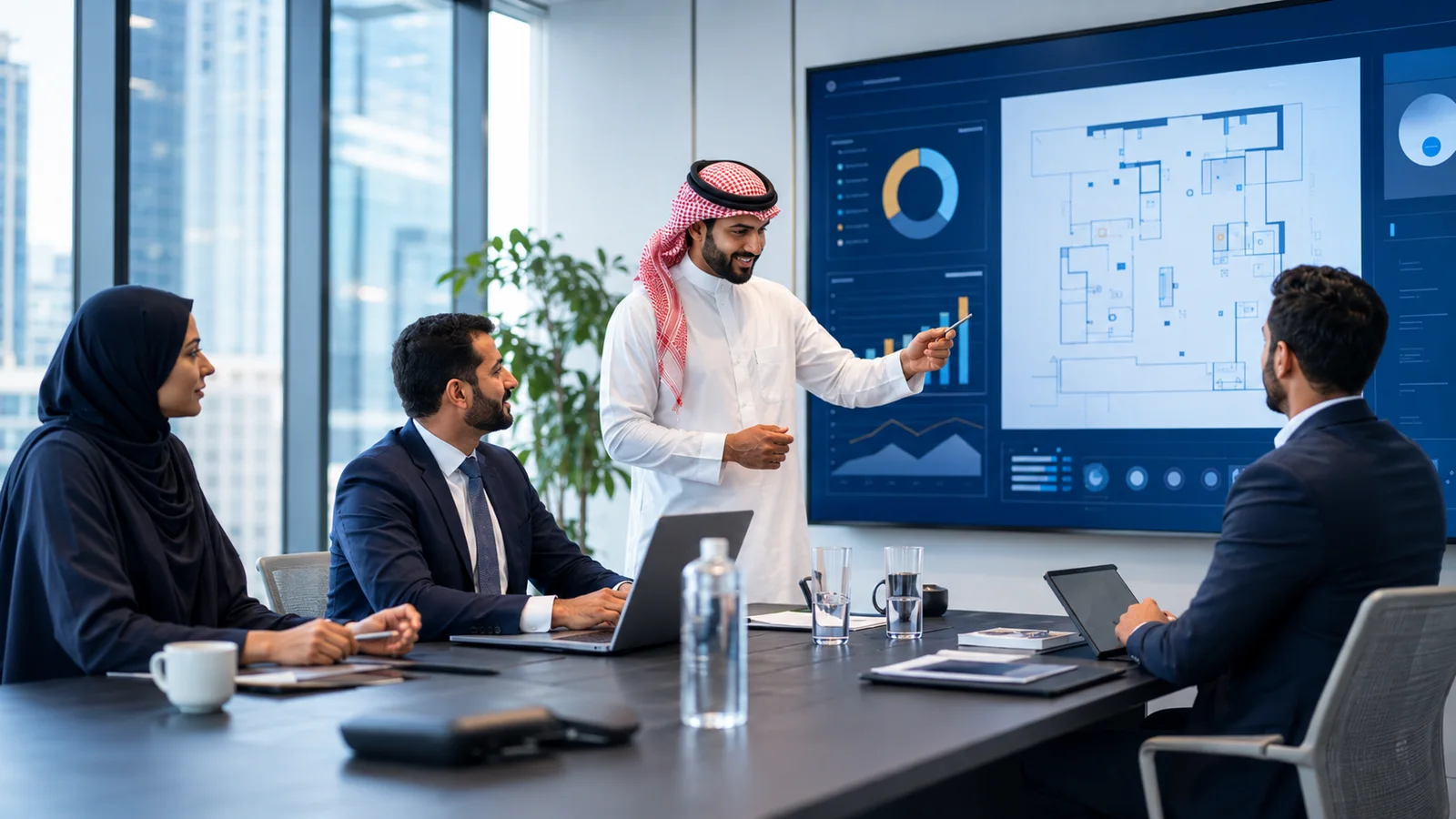 فريق مهندسي إي.تي سوليوشنز يتعاون في اجتماع